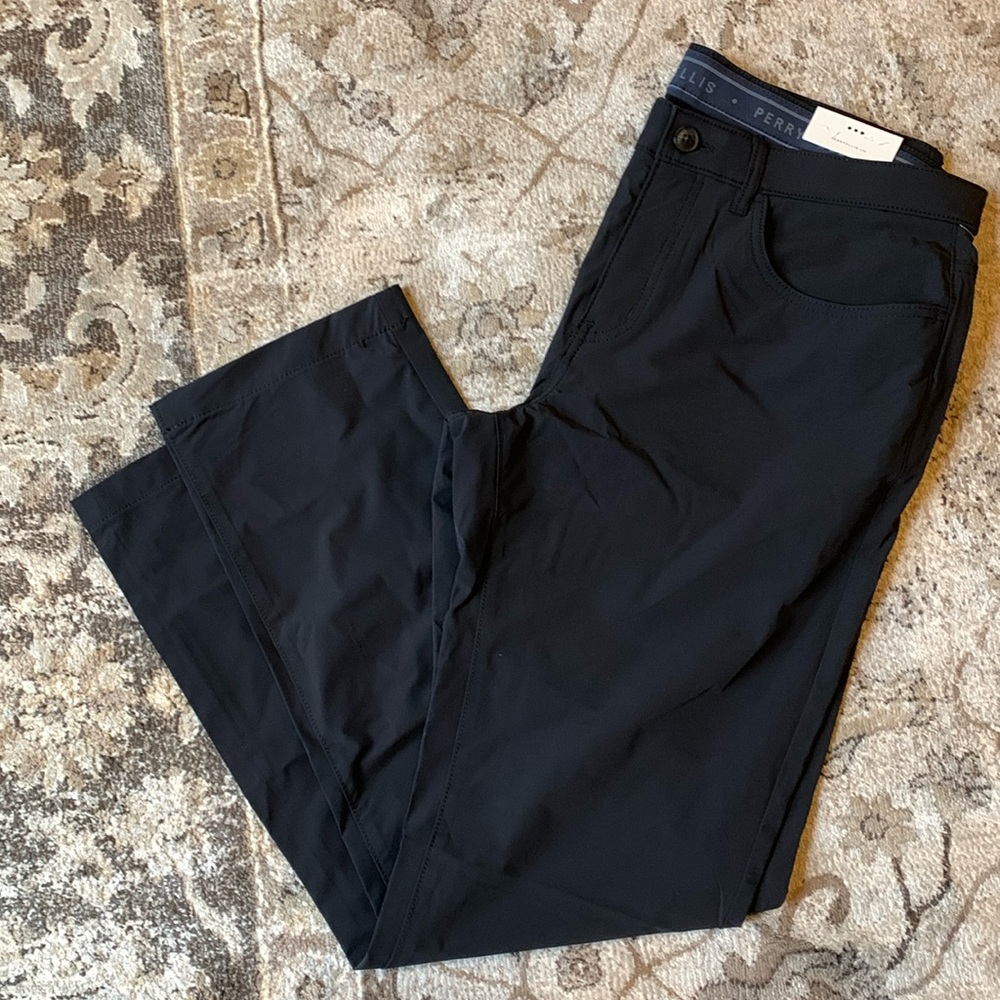 Perry Ellis Portfolio 34X32 Black Travel Luxe Pants NWT Slim Fit Moisture Wick